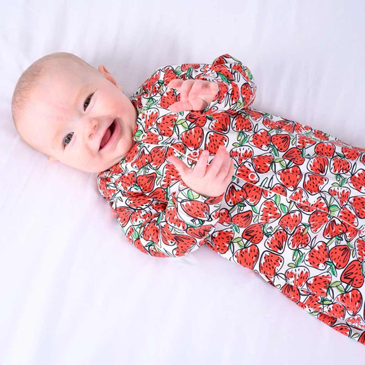 Fred & Noah Strawberry Print Cotton Sleepsuit