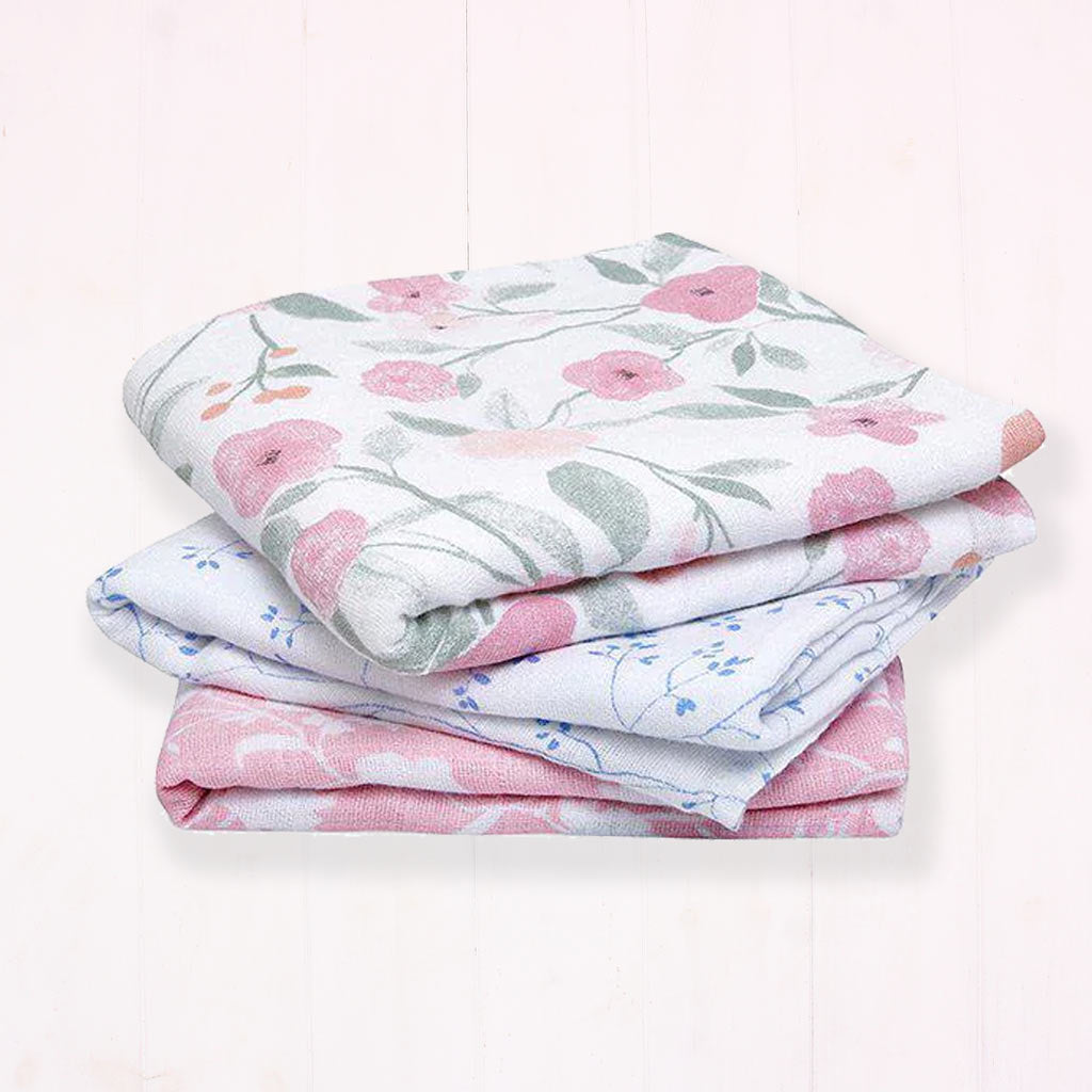 aden + anais MA Fleur Set di asciugamani con cappuccio | 100% cotone con cappuccio in mussola, morbido telo da bagno e doccia per bambini | fiori, natura e stampa femminile, set