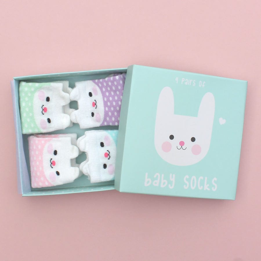 Rex London Bunny Face Baby Socks box Gift Set 