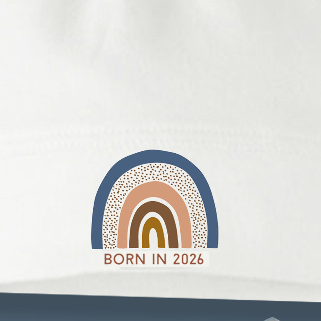 Born In 2026 Boho Rainbow White Knotted Hat 0-6 months