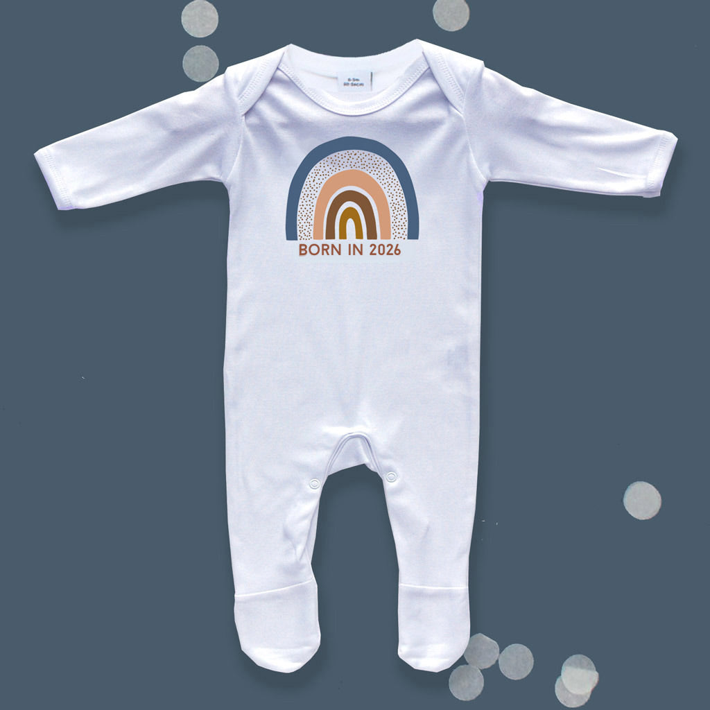 Born In 2026 Boho Rainbow Baby Sleepsuit 0-3 months