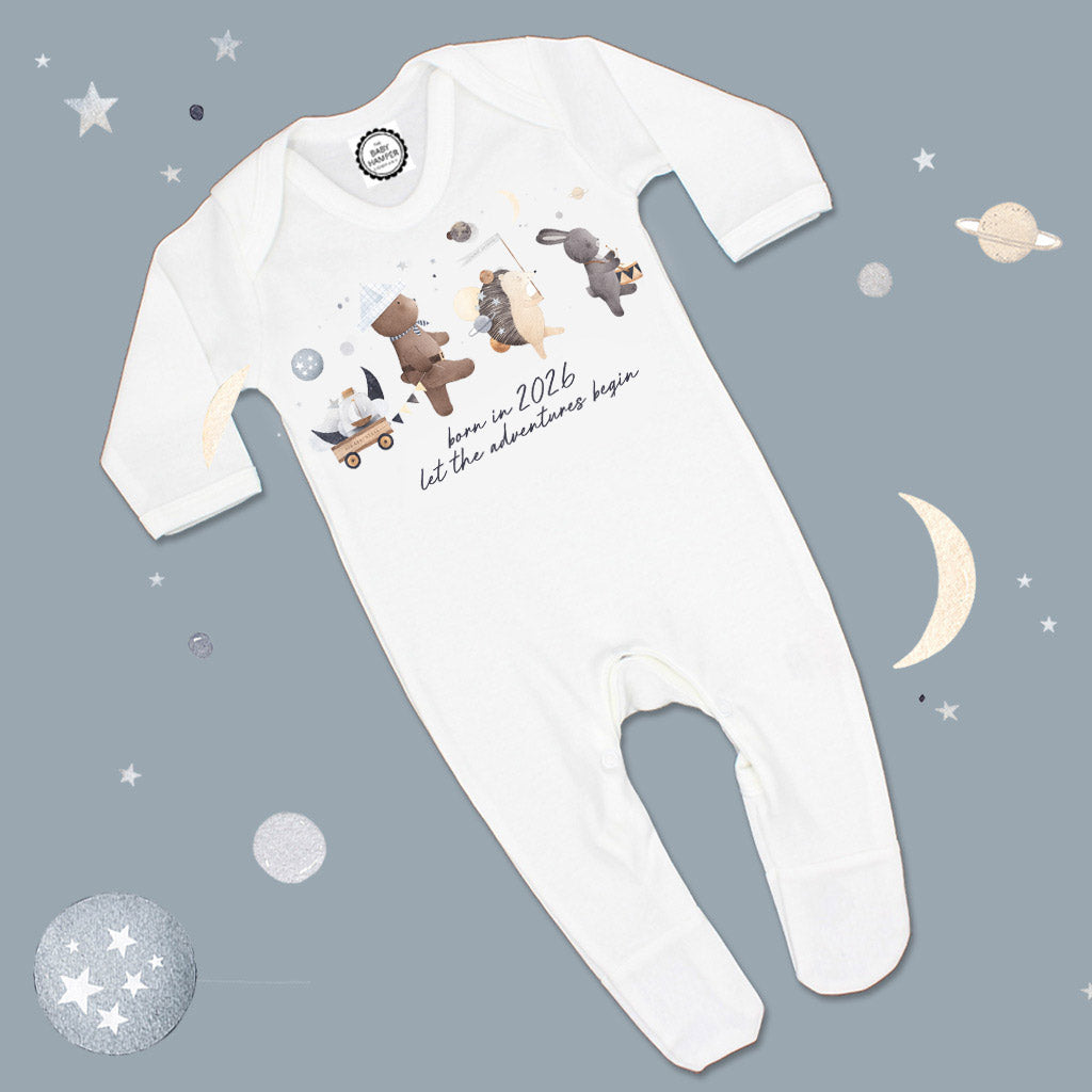 'Born In 2026...Let the Adventures Begin' Baby Sleepsuit 0-3 months