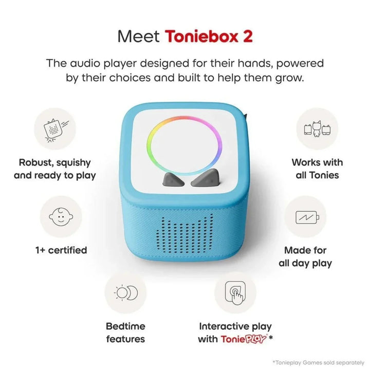 Tonies Toniebox 2 Cloud Starter Set with Creative Tonie Rubie - Sky Blue