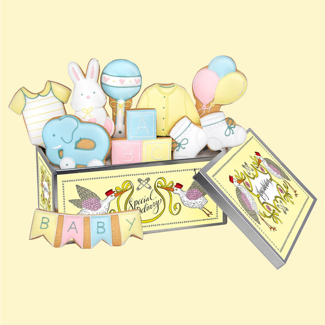 Baby Shower Biscuit Tin by Biscuiteers