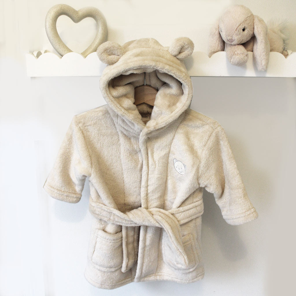 Beige Hooded Baby Dressing Gown with Bear Ears