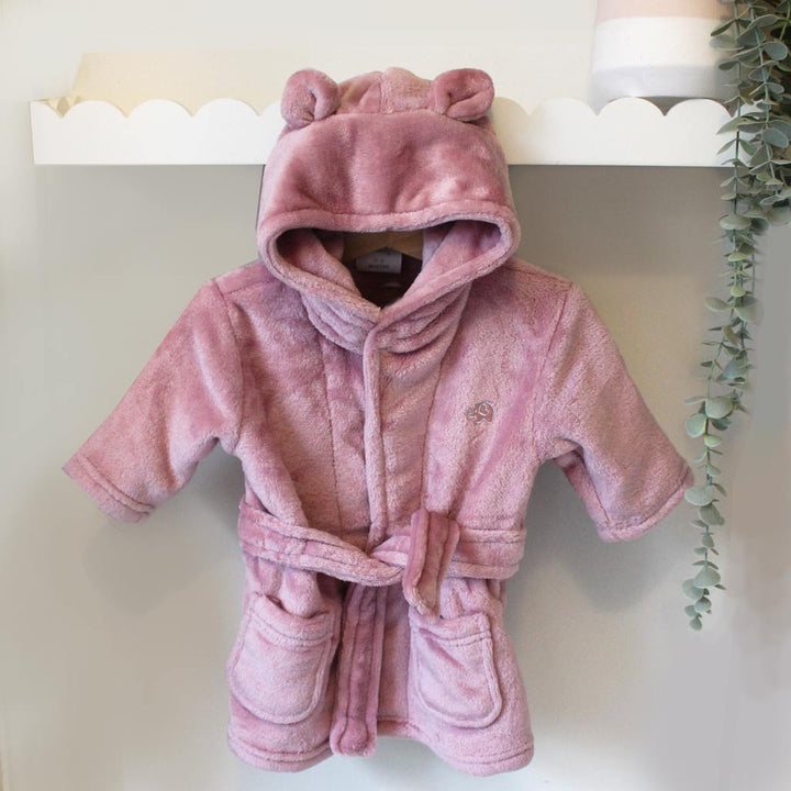 Pink Hooded Baby Dressing Gown with Bear Ears
