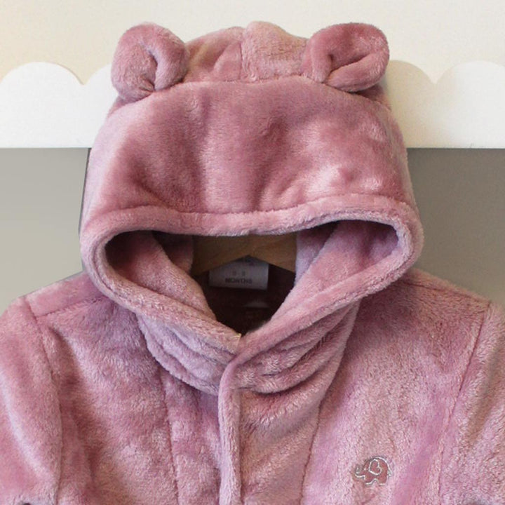Pink Hooded Baby Dressing Gown with Bear Ears