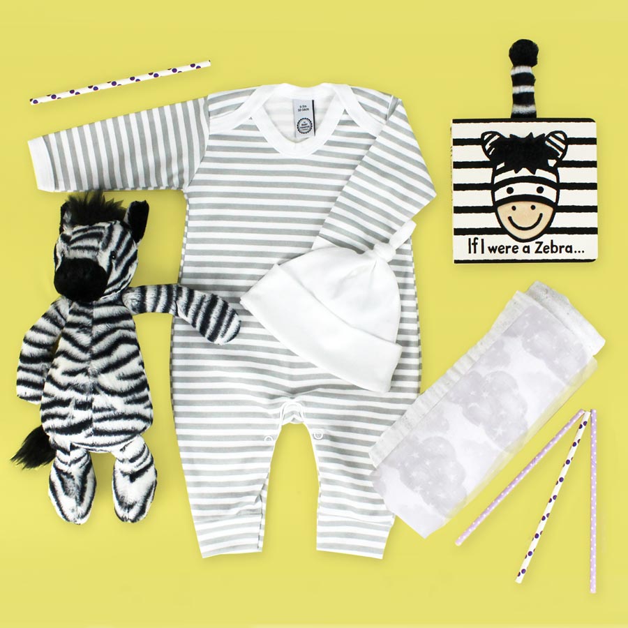 Luxury Baby Hamper - Jellycat Bashful Zebra Gift Box