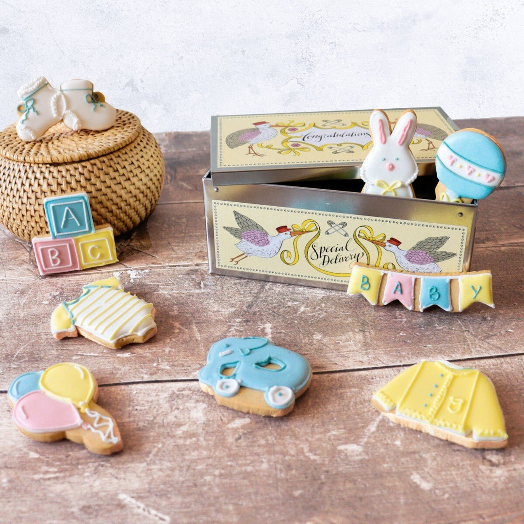Baby Shower Biscuit Tin by Biscuiteers