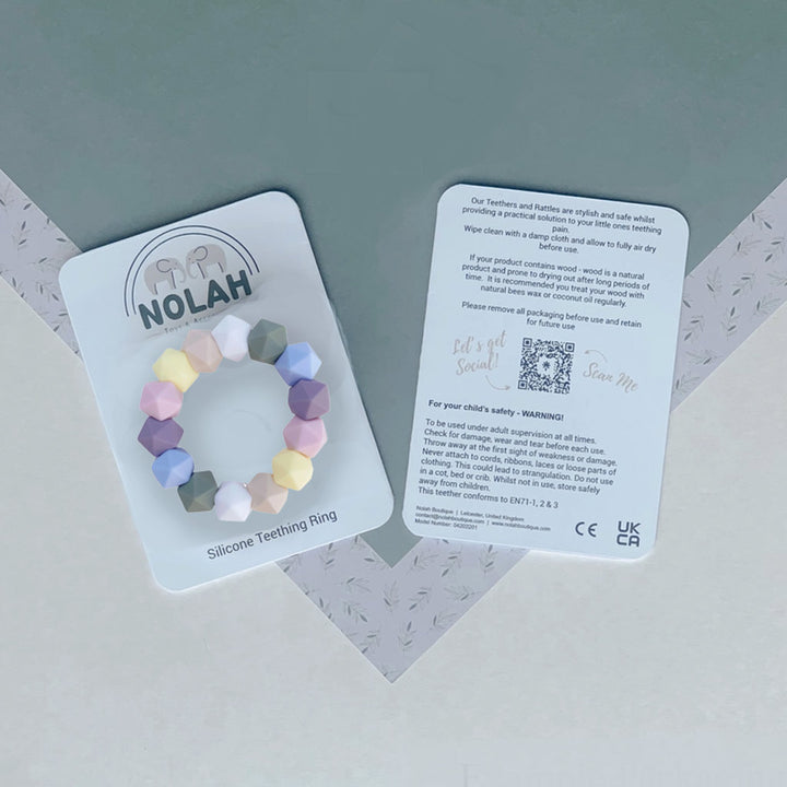 Nolah Ombre Geometric Teething Toy Pastel Rainbow