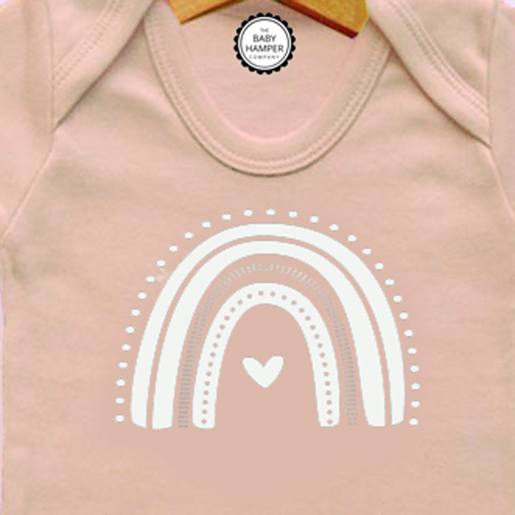 Newborn Baby Girl's Bodysuit, Blush Pink, Rainbow Print