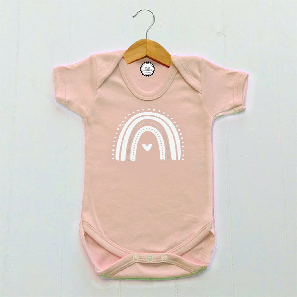 Newborn Baby Girl's Bodysuit, Blush Pink, Rainbow Print