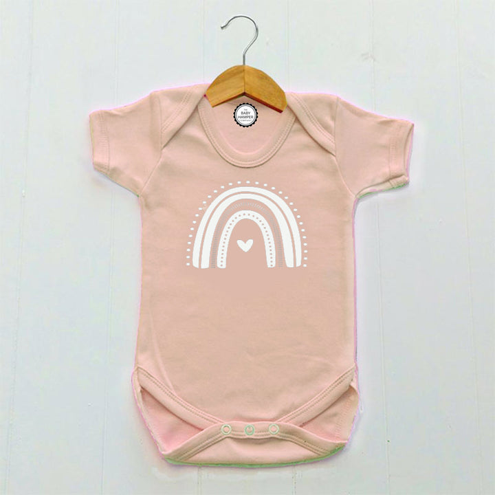 Newborn Baby Girl's Bodysuit, Blush Pink, Rainbow Print