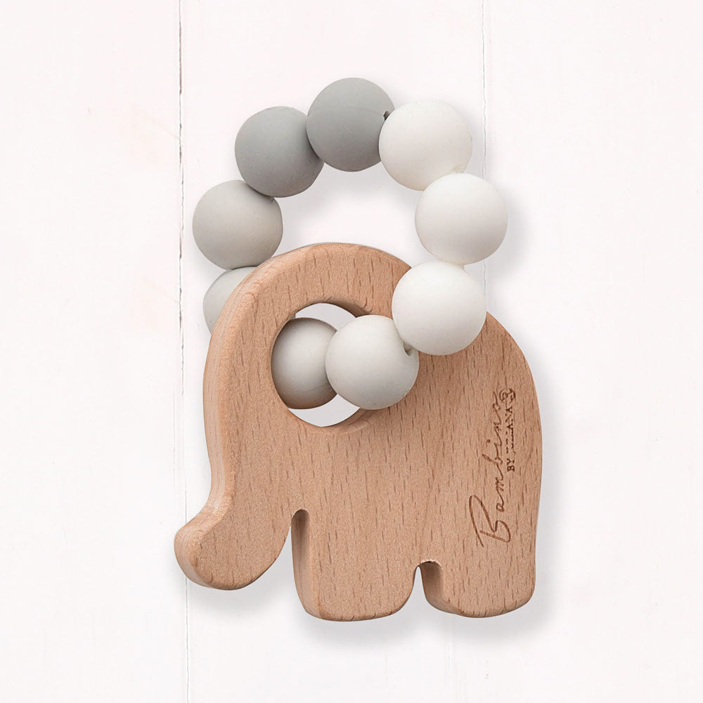 Bambino Wooden Elephant Ombre Teething Toy Grey