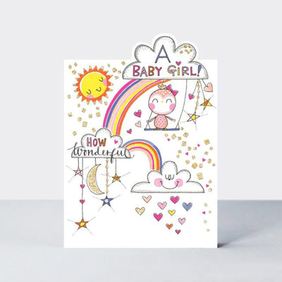 Rachel Ellen 'A Baby Girl!' Bunny On Moon Card
