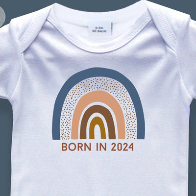 Born In 2024 Boho Rainbow Baby Sleepsuit 0-3 months