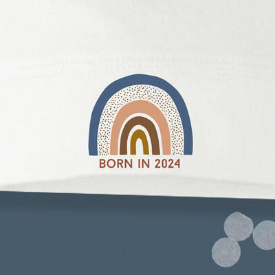 Born In 2024 Boho Rainbow White Knotted Hat 0-6 months