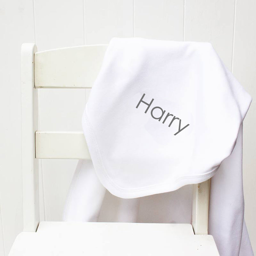 Personalised Baby White Cotton Blanket