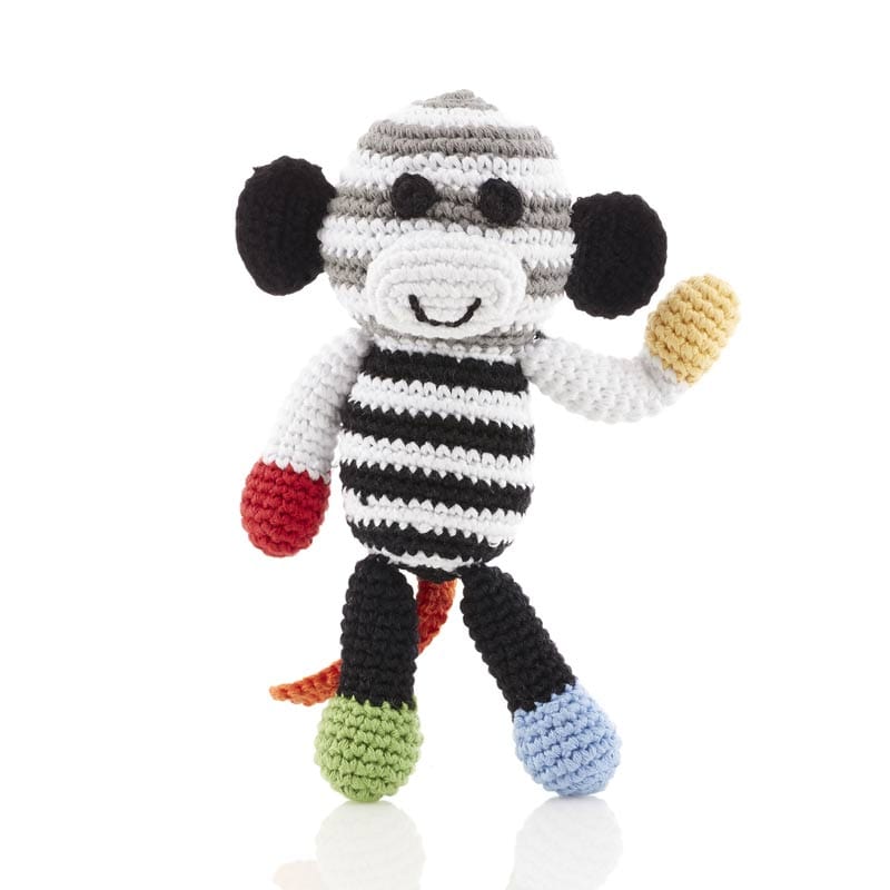 Best Years Black and White Knitted Monkey Rattle