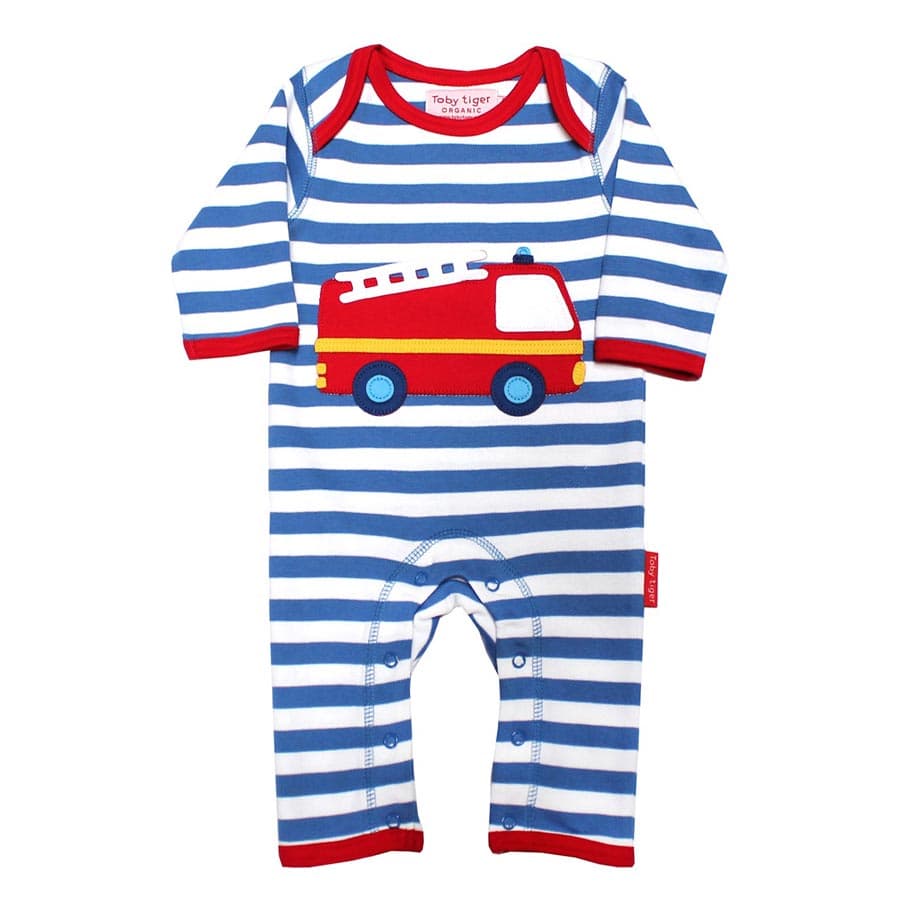 Toby Tiger Boys Fire Engine Baby Sleepsuit