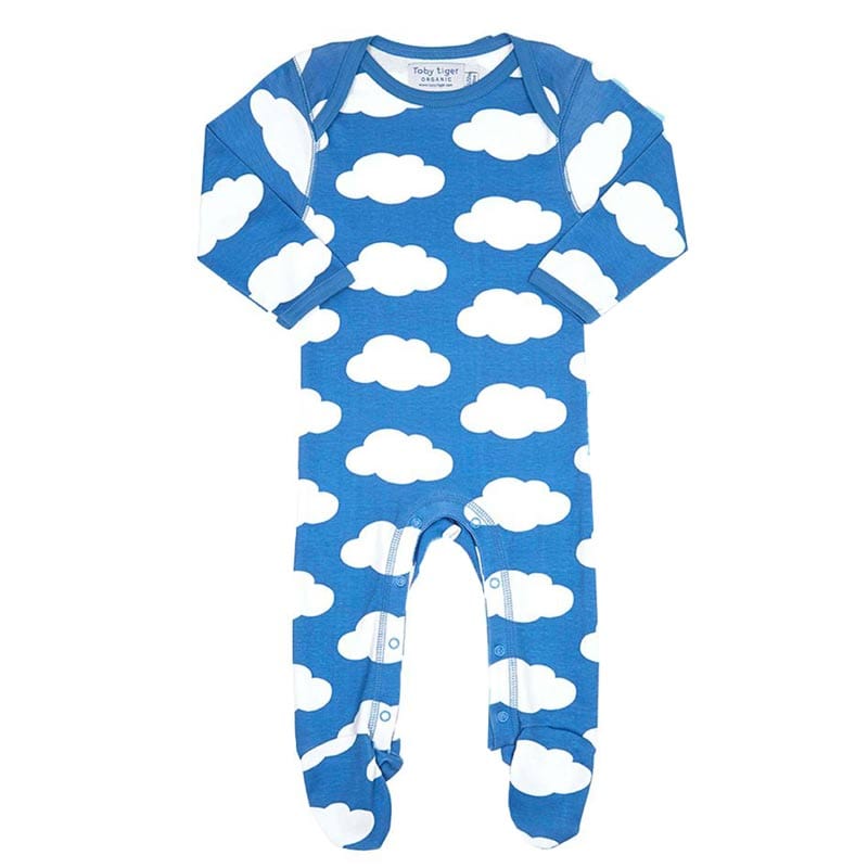Toby Tiger Cloud print Sleepsuit, Baby Boys
