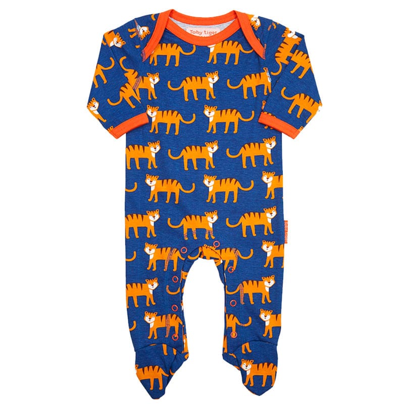 Toby Tiger Orange Tiger Print Sleepsuit - 3-6 months