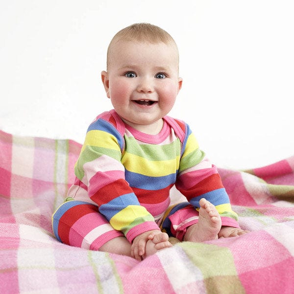 Toby Tiger Multi Bright Pink Stripe Sleepsuit