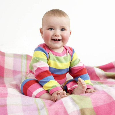 Toby Tiger Multi Bright Pink Stripe Sleepsuit