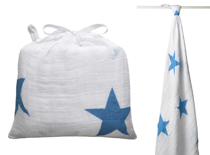 aden + anais Brilliant Blue Stars Swaddle & Bag