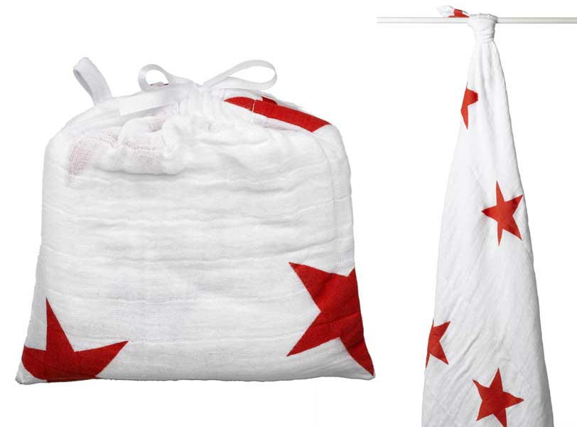 aden + anais Radiant Red Stars Swaddle & Bag