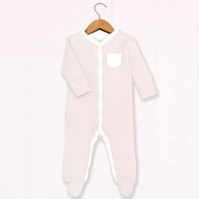 Baby Mori Blush Pink Stripe Sleepsuit