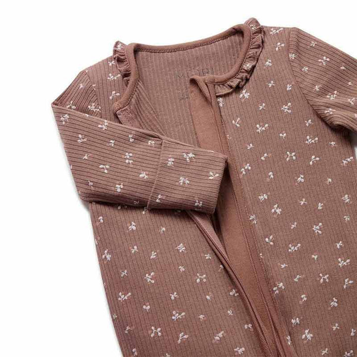 Baby Mori Mauve Ruffle Sleepsuit