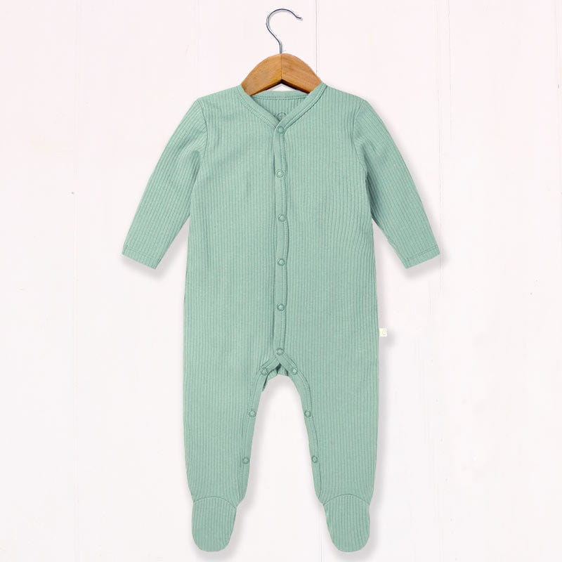 Baby Mori Ribbed Sleepsuit - Mint Green