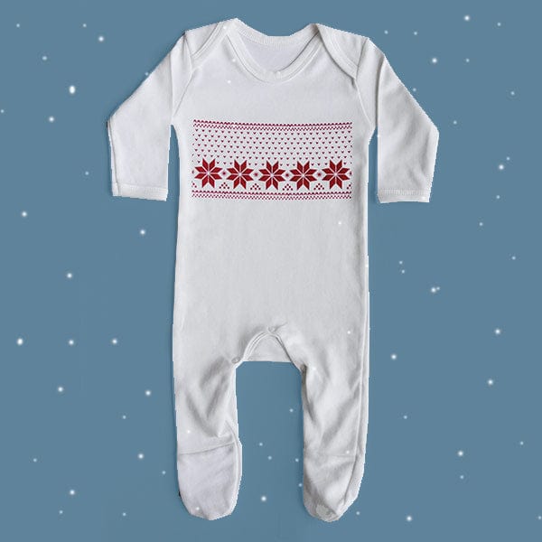 Christmas Fair Isle Print Baby Sleepsuit