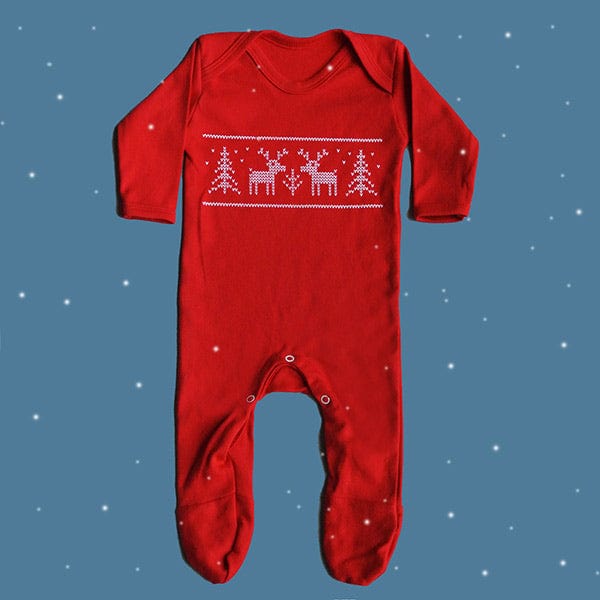 Baby's First Christmas Reindeer Print Sleepsuit