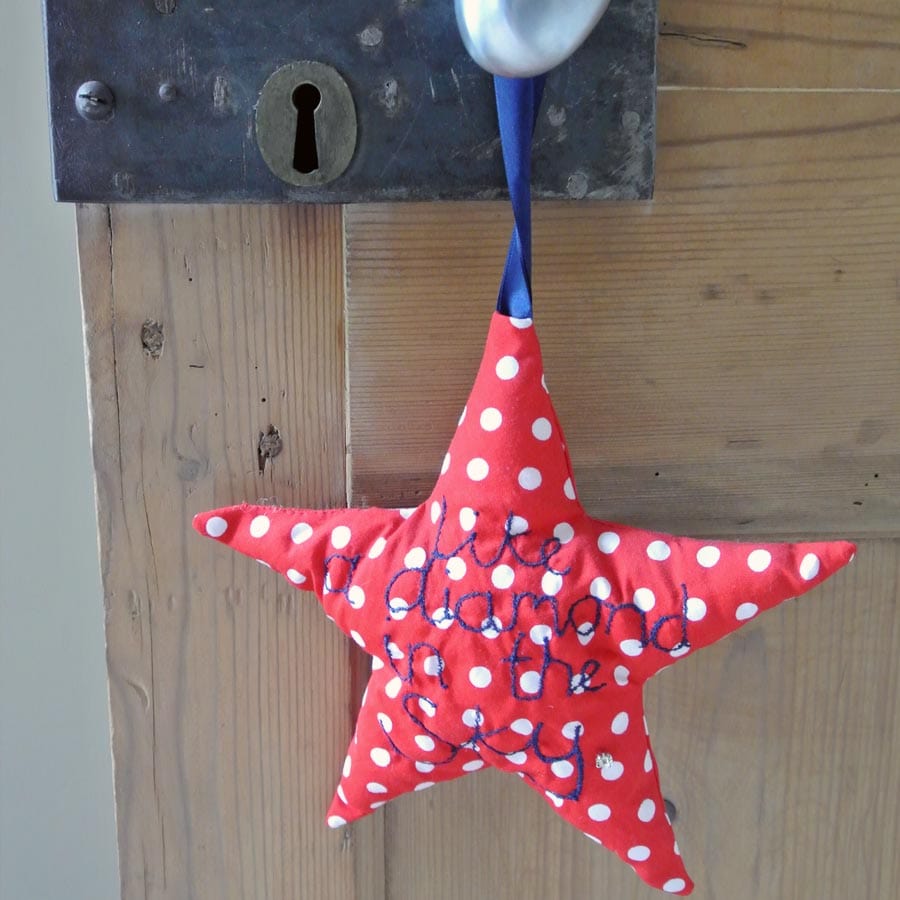 Ratty Tatt Handmade Baby Door Hanger - Red Spotty Star