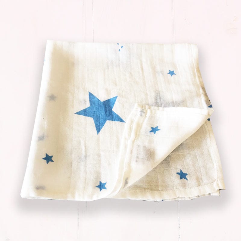 Bamboo Muslin Cloth - Blue Star Print
