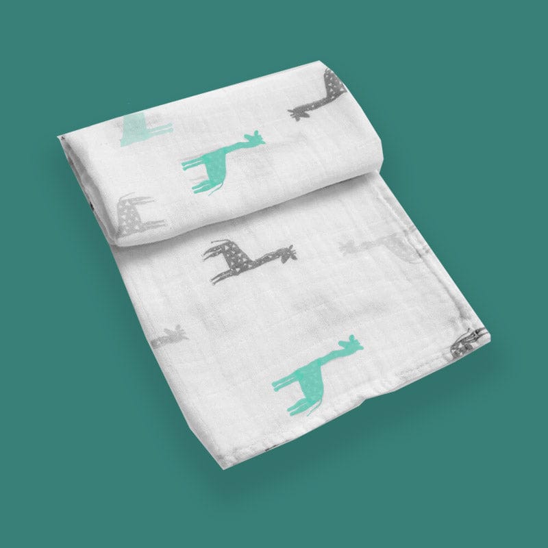 Bamboo Muslin Cloth - Green Giraffe Print