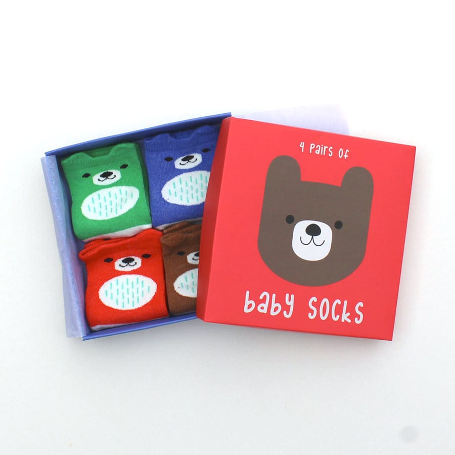 Rex London Bear Face Baby Socks Gift Set - Multi