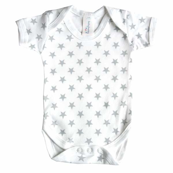 Grey Star Print Unisex Bodysuit By The Baby Hamper Company