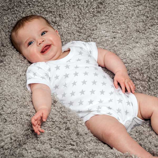 Grey Star Print Unisex Bodysuit By The Baby Hamper Company