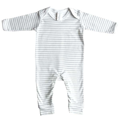 Grey & White Stripe Print Rompersuit by The Baby Hamper Company
