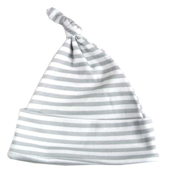 Grey Stripe Print Baby Knotted Hat