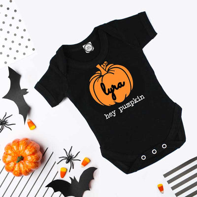 Halloween Black Personalised Pumpkin Bodysuit, 0-3 Months