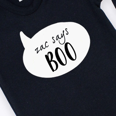 Halloween Black Personalised Boo Sleepsuit, 0-3 Months