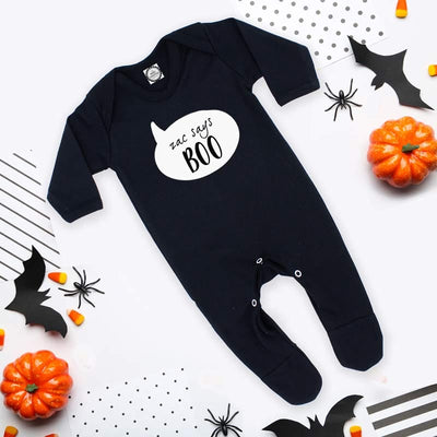 Halloween Black Personalised Boo Sleepsuit, 0-3 Months