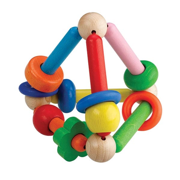 These beautifully designed wooden toys are perfect for keeping little ones happy!   The chunky wooden beads and a bendy framework, means they are ideal for play at home or out and about. Great to clip onto a pram or buggy.   Safe for teething
