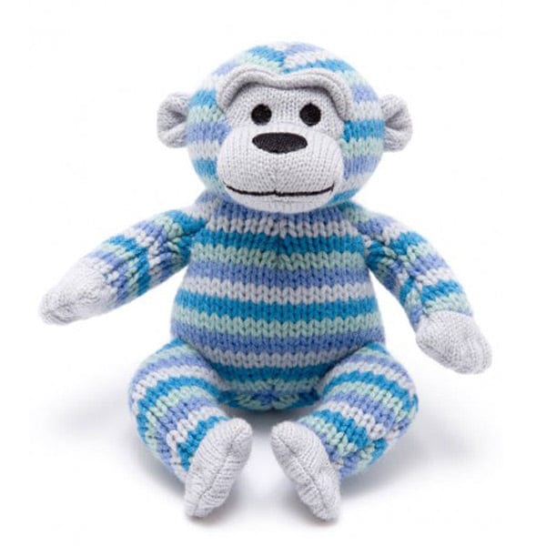 Best Years Stripey Blue Knitted Monkey