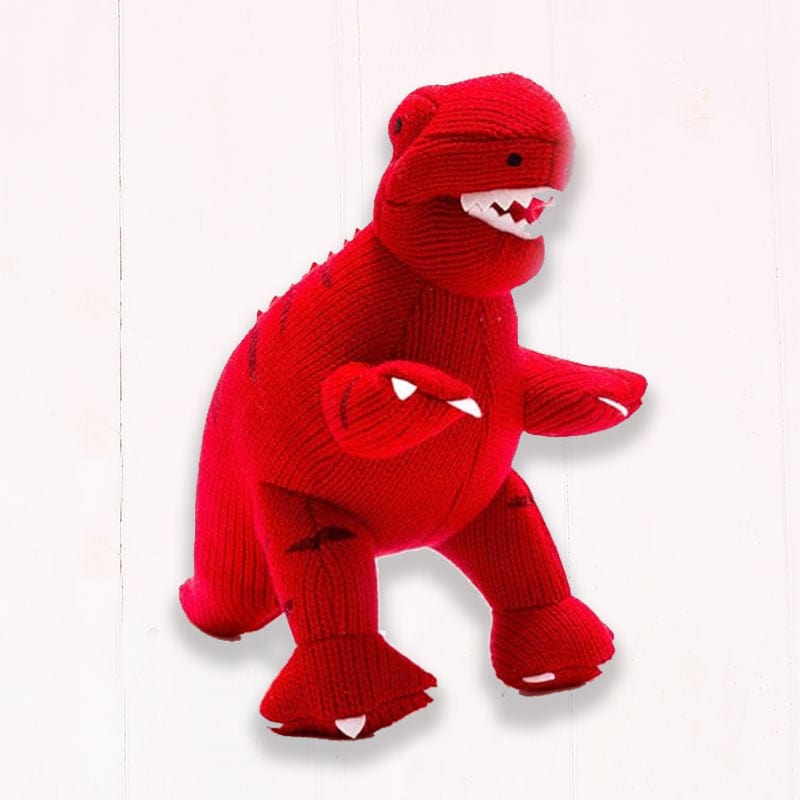 Red Dinosaur Soft Knitted T Rex Toy