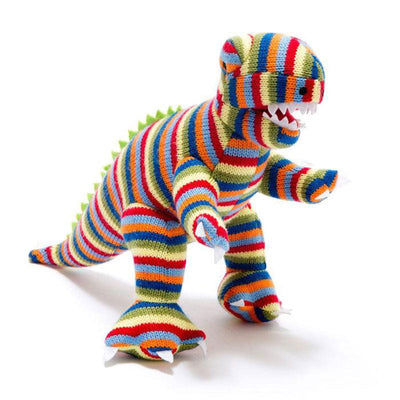 Rex the Striped Dinosaur Knitted Soft Toy - Large